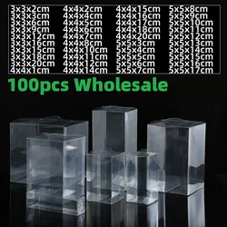 100pcs High Rectangle Transparent Plastic PVC Box, Party Favors, Supermarket Candy Boxes for Gift Packaging, Wholesale