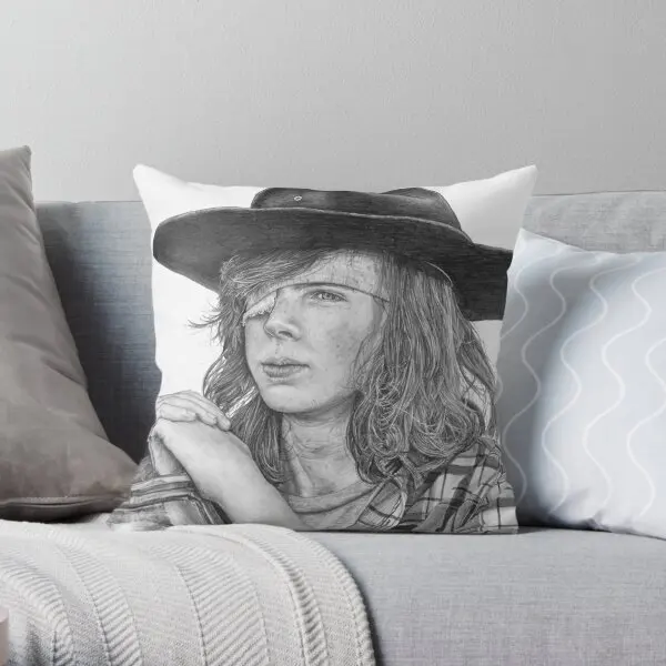 

Carl Grimes Graphite Portrait Printing Throw Pillow Cover Square Bedroom Car Waist Hotel Wedding Pillows not include One Side