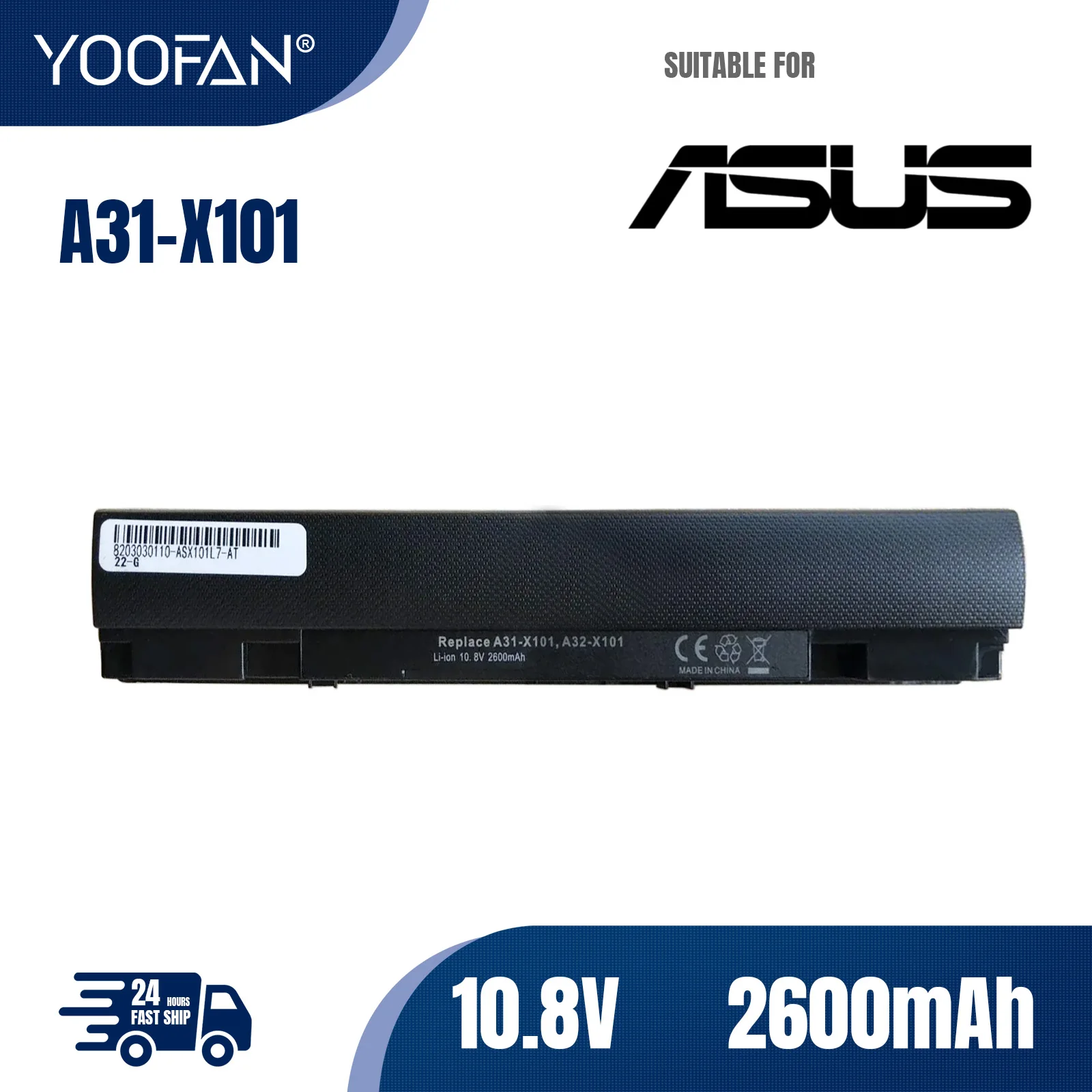 

YOOFAN Batería Original A31-X101 para ordenador portátil Asus, 10,8 V, 28Wh, para Asus Eee PC X101CH, X101H, X101C, X101