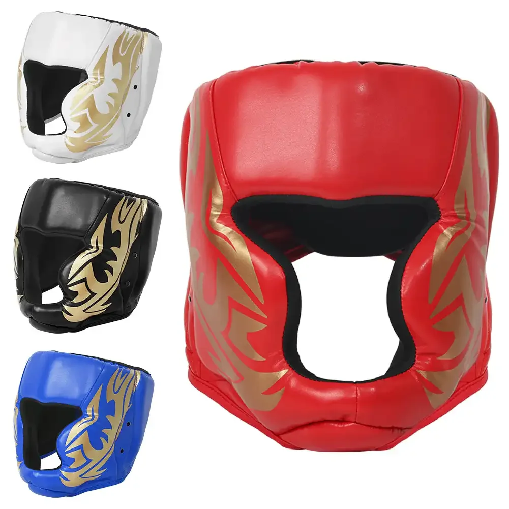 New Boxing Helmet Leather Karate Muay Thai Sanda Training Adults Kids Arts Helmet Head Guard Taekwondo Karate Boxing Helmets