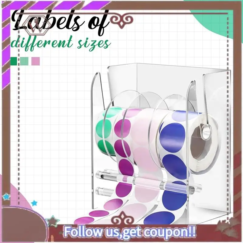 ABBG-регулируемый диспенсер для этикеток, акриловый диспенсер для рулонов наклеек, держатель для рулонов, прозрачные держатели для этикеток, держатель для наклеек, 4 диска