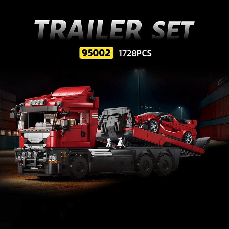 

1728PCS Trailer Super Car Building Blocks Sets Flatbed Truck Sports Car Bricks Model Ornaments Assembly Toys Kids Adult Gifts