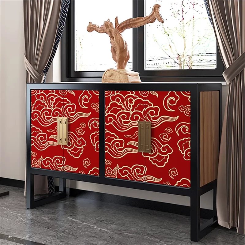 Self-Adhesive Cabinet Door Stickers Retro Chinese Style Furniture Renovation Wardrobe Shoe Cabinet Glass Wallpapers home decor