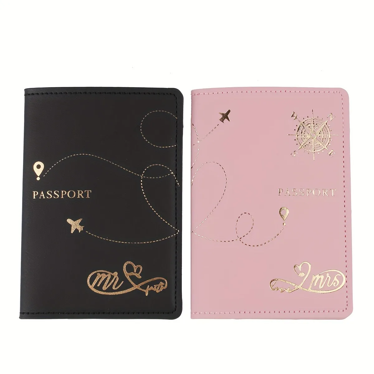 2PCS/Set Mr Mrs PU Leather Passport Cover Case Card Holder Lightweight Travel Accessories Wallet Gift For Couples image 5