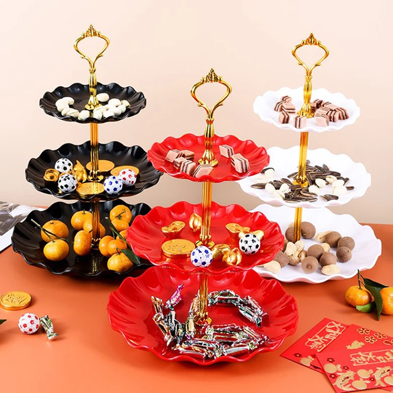 3Tier Cake Makaron Tray Stand Fruit Tray Cupcake Display Stand Cake Display Stand Plastic Dried Fruit Tray Party Table Decorate