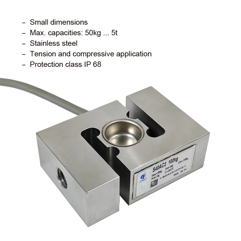 STCELLS S40A Load Cell Stainless Steel S-Type C3 Tension ＆ Compression Dual-Type Weighing Sensor for Process Control Hopper