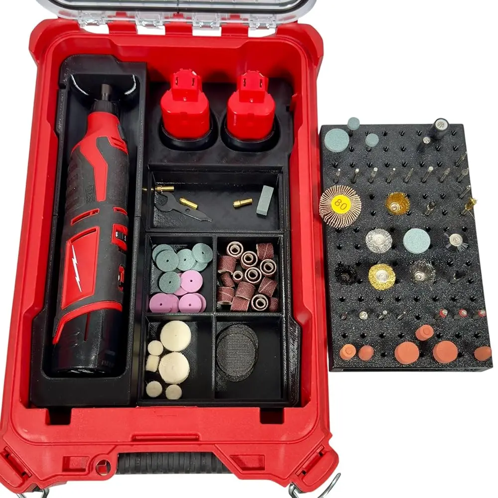 

Free Shipping M12 Rotary Tool Packout Organizer with Tool, Battery and Bit Storage for Packout Compact Tool Box, Battery and Bla