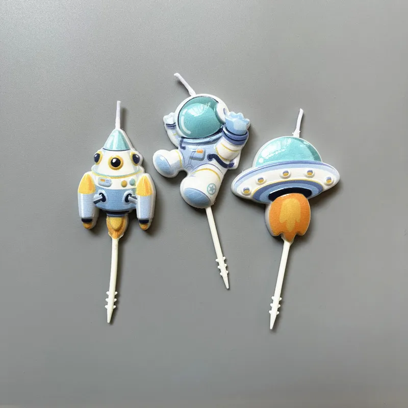 4 шт. свечи, фотосвечи, астронавт, космос, милые Креативные украшения для детской вечеринки, вечеринки, комнаты