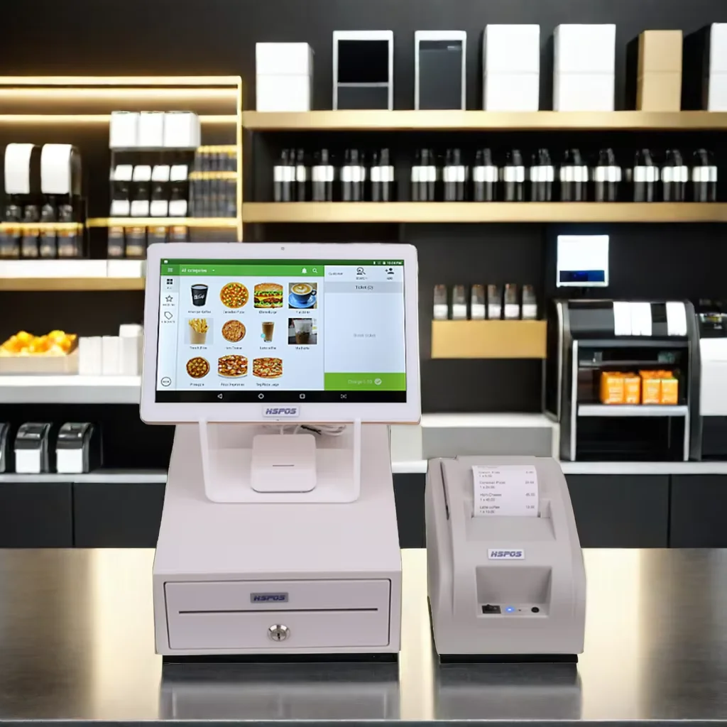 10inch Tablet Android Touch Screen POS Cash Register System with Printer Cash Box for Retail Shops Restaurant