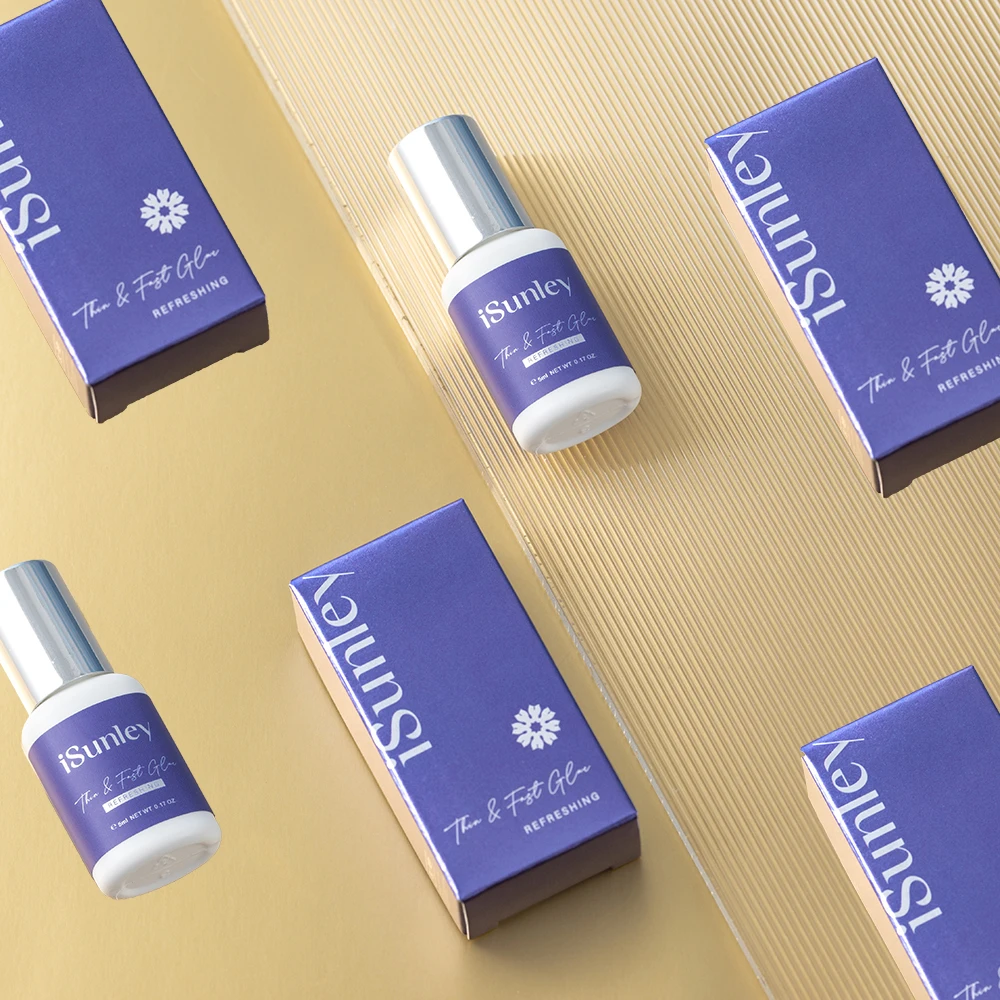 Isunley colle à cils 1 seconde séchage rapide Ultra mince Flexible faible fumée dure 6-7 semaines forte tenue Extensions de cils professionnelles