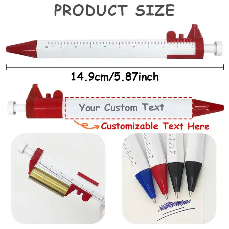 50PCS Customizable 2-in-1 Measuring Pens with Ruler Multifunctional Writing Ballpoint Pens with Scale Stationery for Students