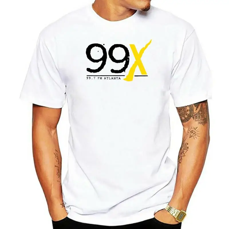 99X Atlanta Alternative Radio Station White - 100 Ring Spun Cotton T-Shirt Basic Models Tee Shirt