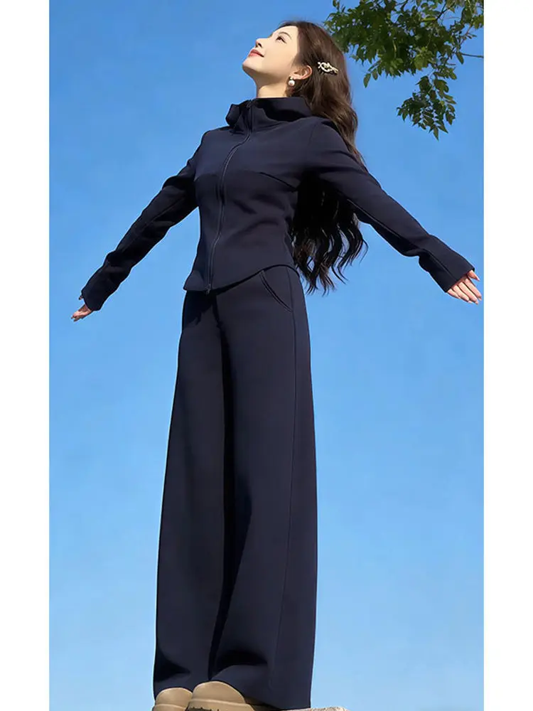 

Faionable Sportswear Set Women's Slim Fit Casual Two-Piece Suit Spring Autumn Korean Sle Hoodie Wide Leg Pants