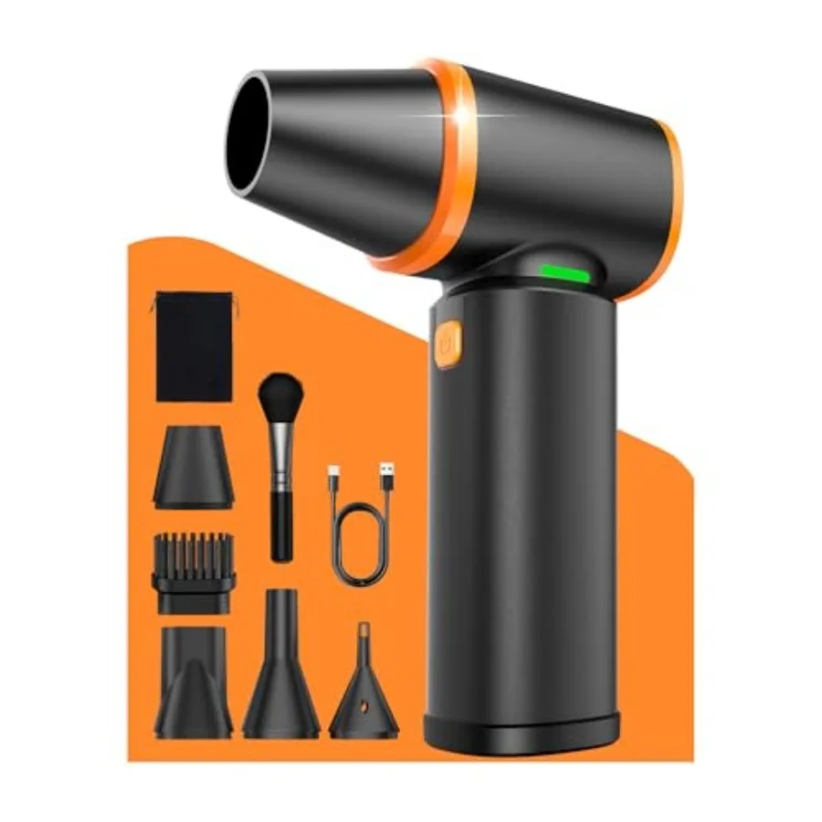

[Upgraded] Compressed Air Duster, 180000RPM High-Velocity Electric Air Duster with Stepless Speed Control, Rechargeable Portabl