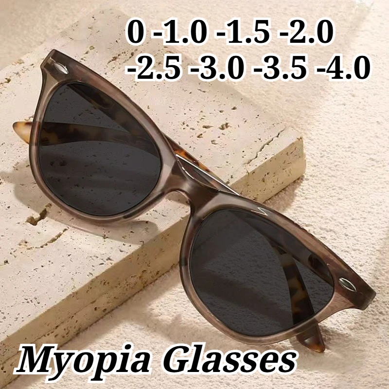 

New Cat-Eye Myopia Sunglasses Unisex Outdoor UV-Protective Shades Retro Fashionable High-Definition Eyewear 0 To -4.0