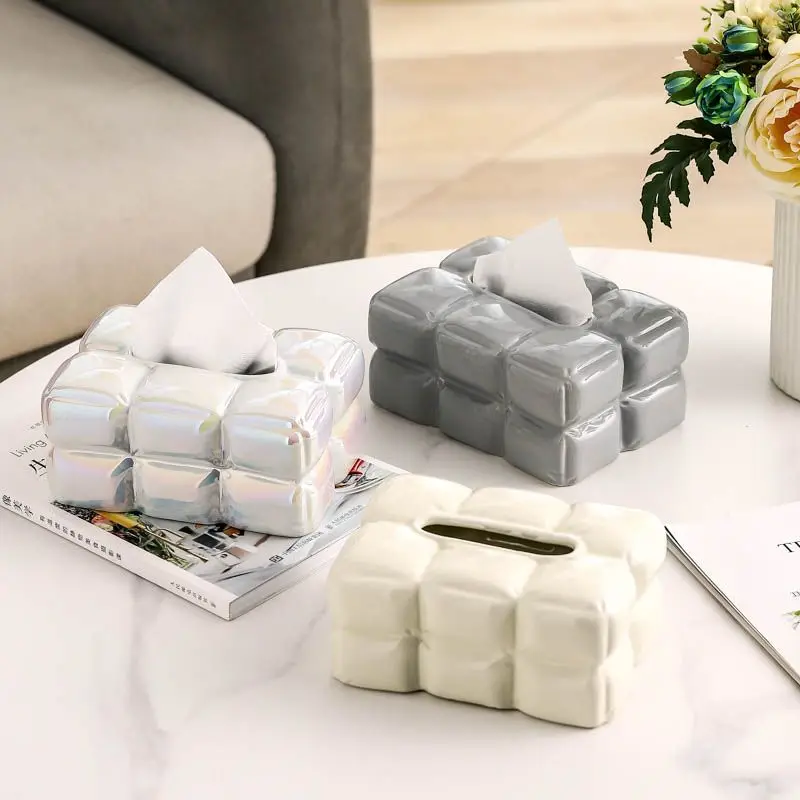 Luxury Chocolate Tissue Box Cover Ceramics Tissue Box High-grade Home Creative Napkins Tissue Holder Livingroom Table Decoration