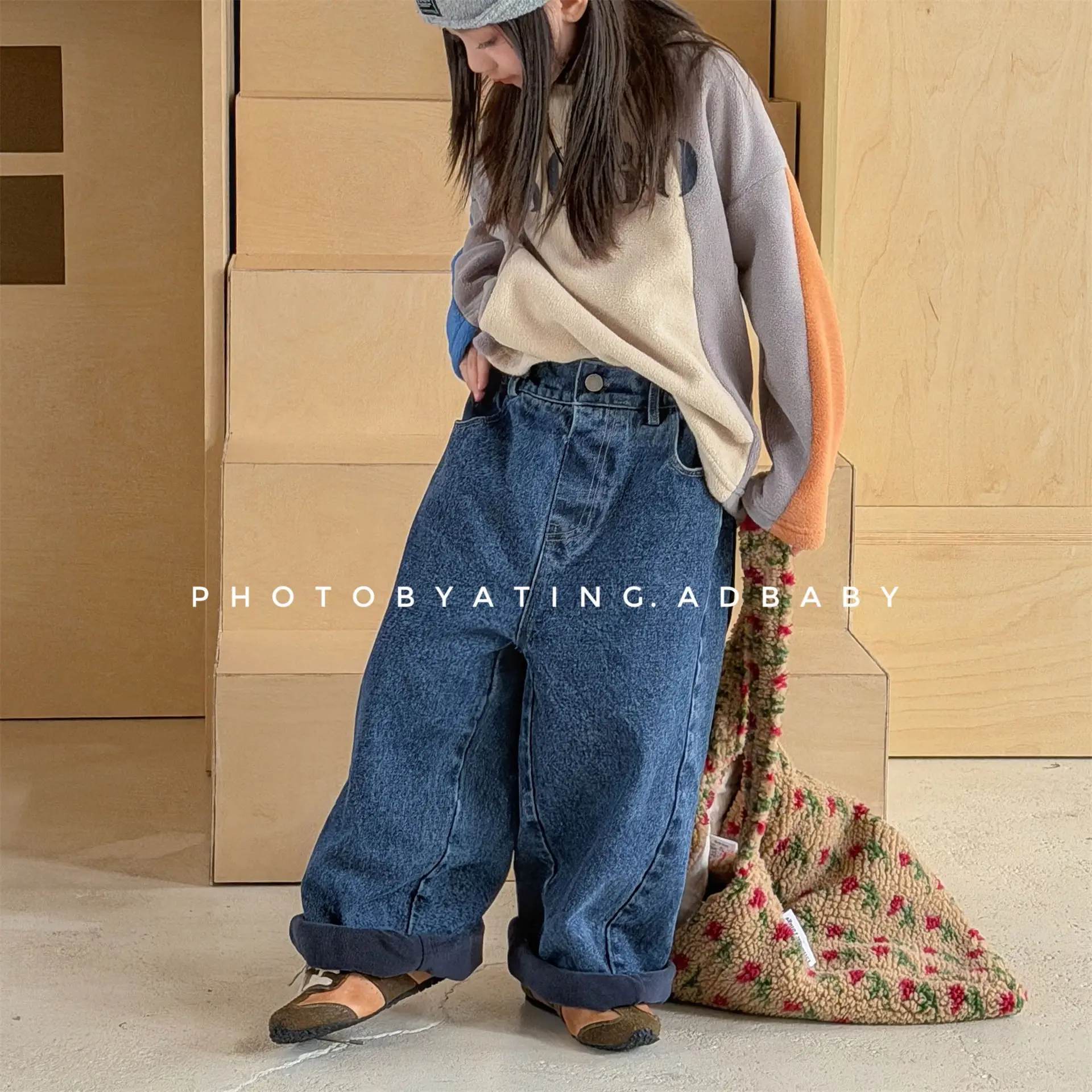 2026 Winter New Children Warm Fleece Jeans Boys Girls Plus Velvet Thick Denim Trousers Kids Loose Casual Pants Baby Clothes
