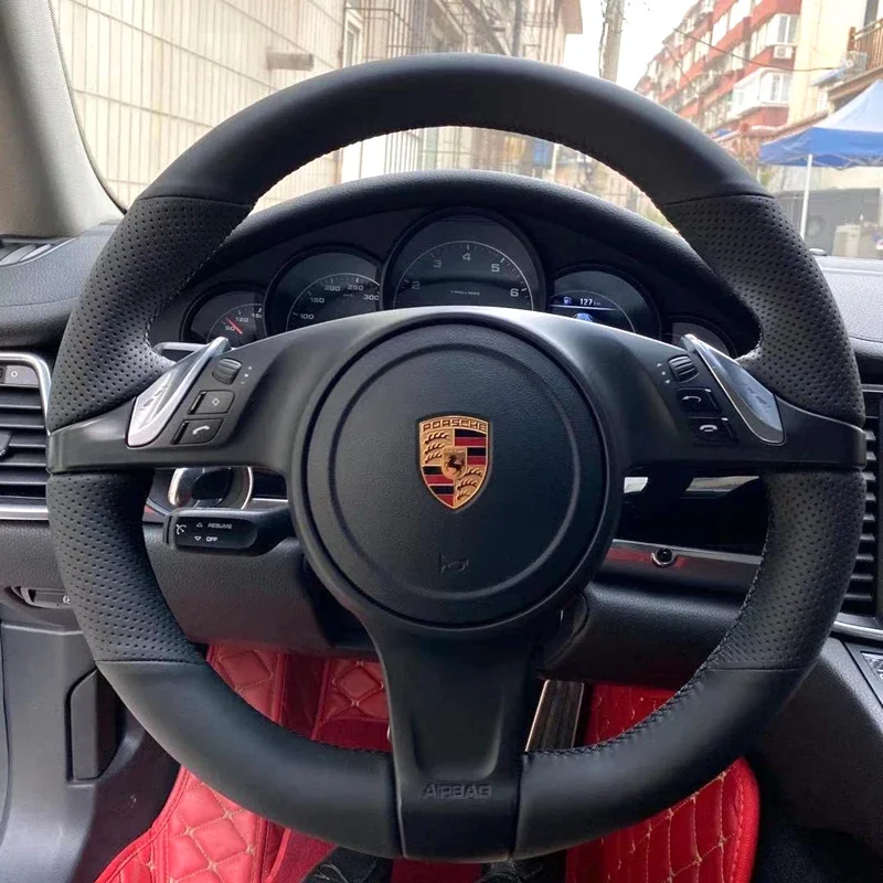 

Кожаный замшевый чехол на руль автомобиля своими руками для Porsche Cayenne Panamera Cayman 911 Macan 718, автоаксессуары