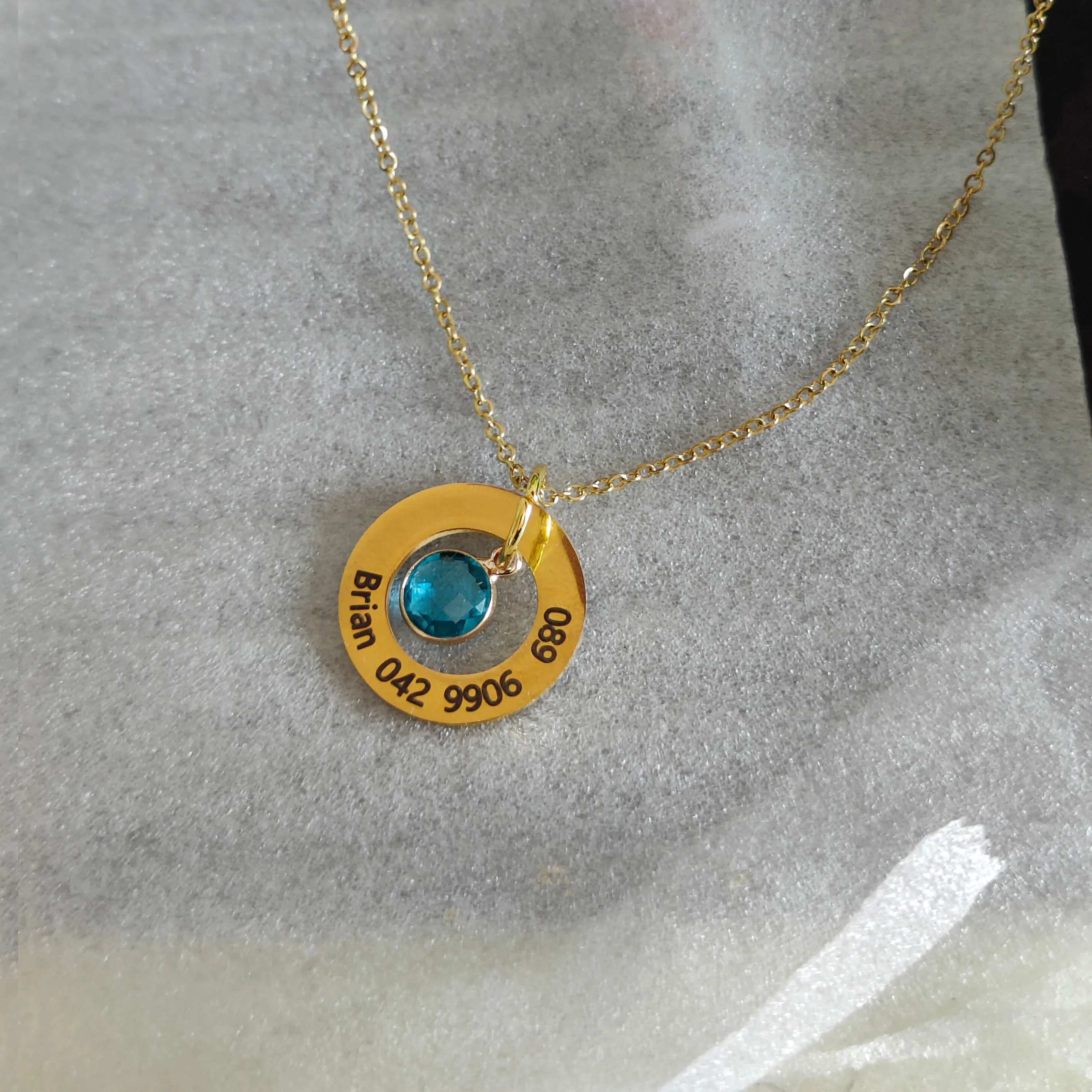 Customized Eternal Ring and Birthstone Personalised Name Necklace For Woman  Stainless Steel Personalized Jewelry