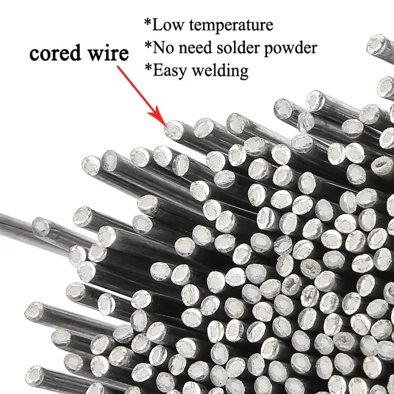 10Pcs 2mm Low Temperature Easy Melt Aluminum Universal Silver Welding Rod Cored Wire Rod Solder No Need Solder Powder Weld Bar