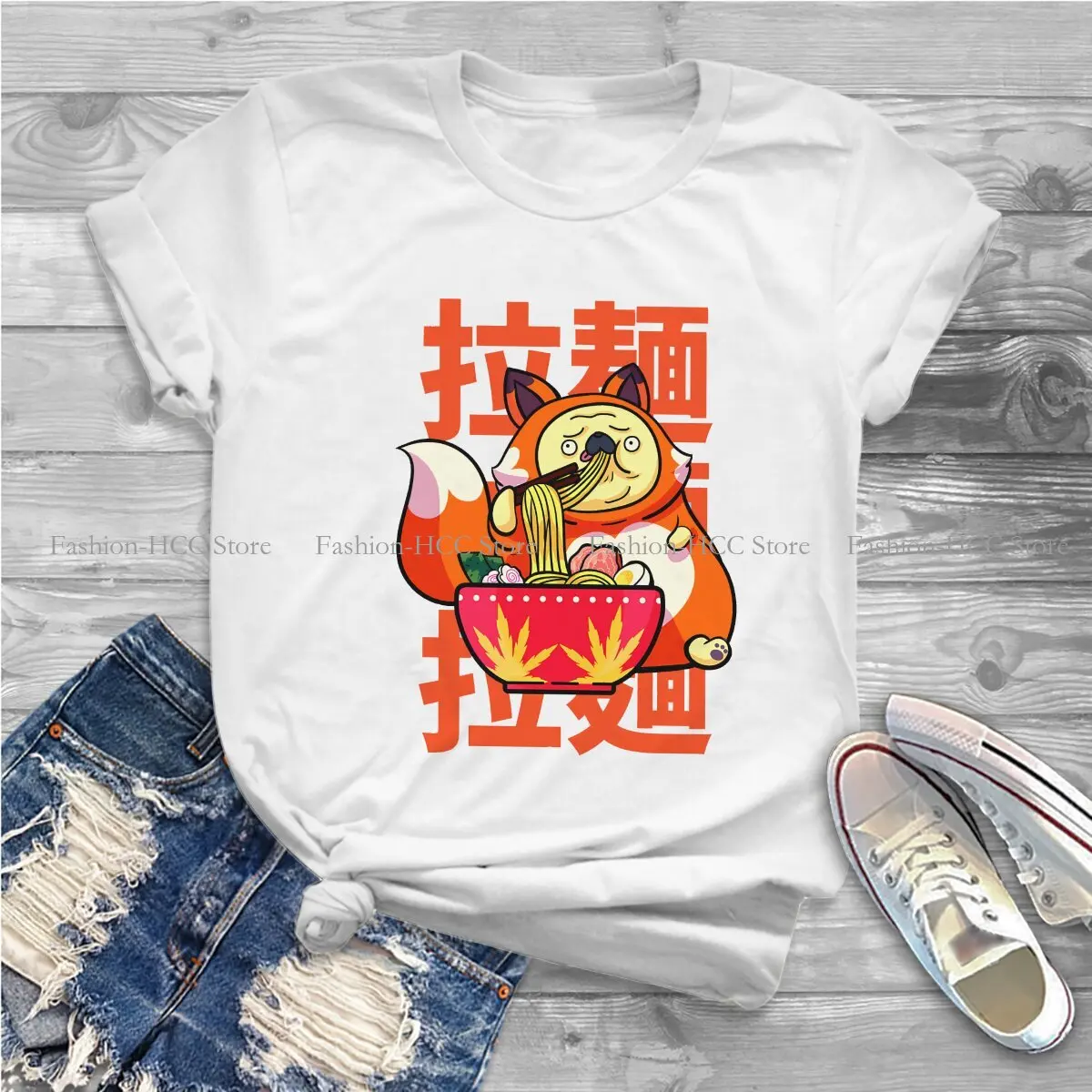 Booming Graphic Polyester TShirt The Great Ramen Off Kanagawa Printing Tops Comfortable T Shirt Female Short Sleeve