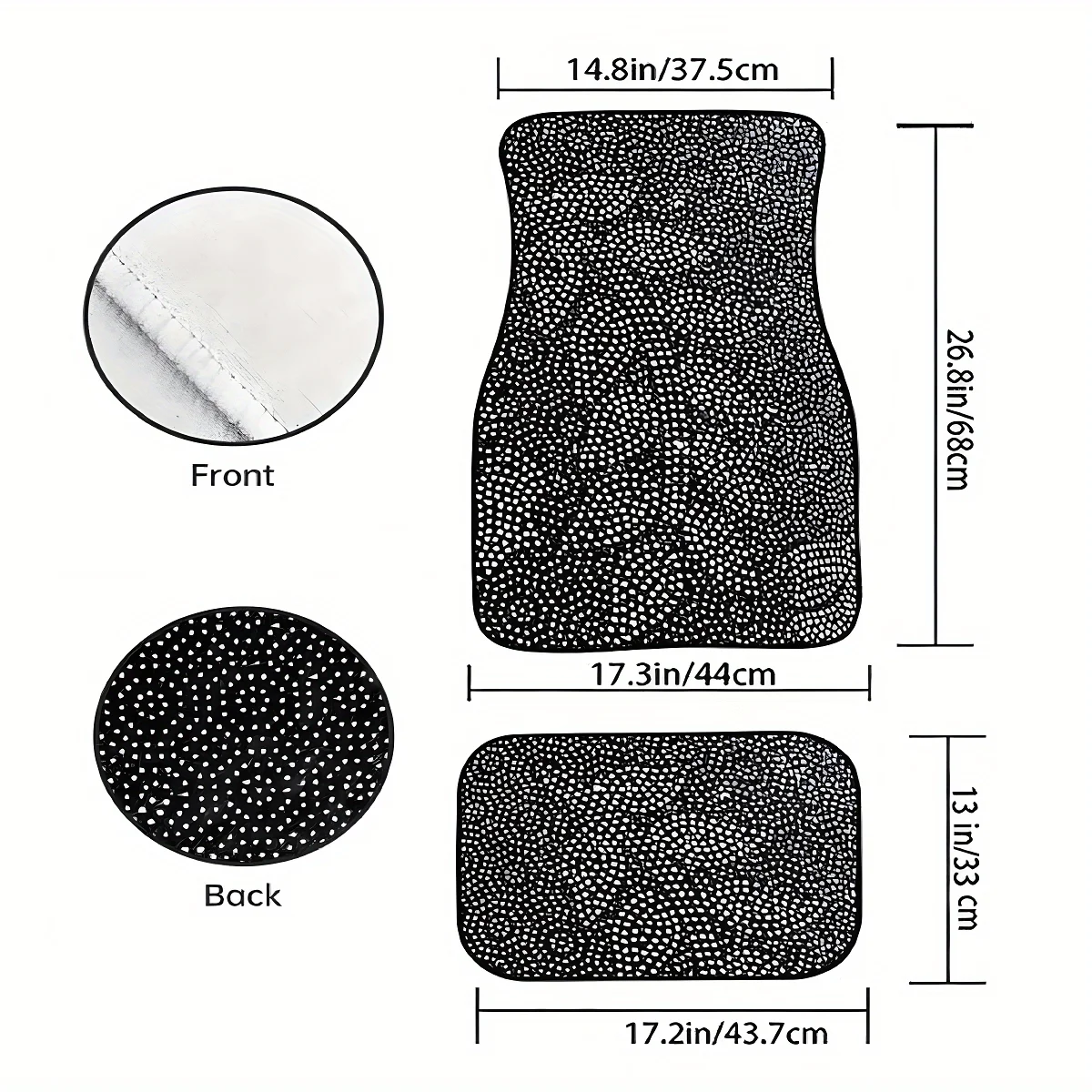 4pcs Gothic Skull & Rose Car Floor Mats Set - Full Coverage Front & Rear Auto Interior Mat With Crystal Velvet Texture, Non-Slip