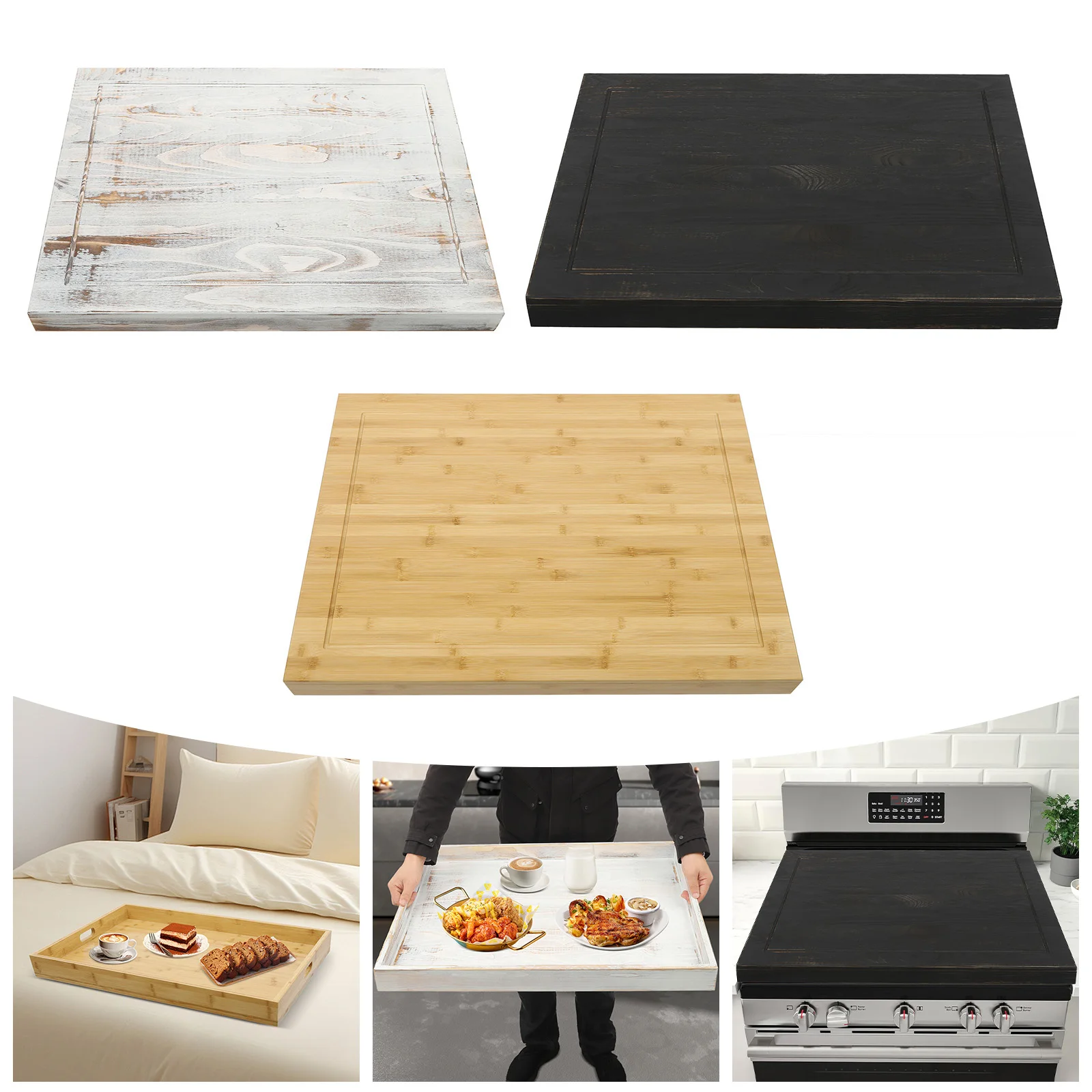 

30*22 дюймов крышка для плиты из соснового дерева, прямоугольная доска для лапши старо-белого/черного/цвета лука, крышка для плиты, столешница для кухни, отопления