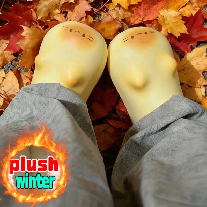 

Waterproof Plush Cotton Slippers Ultra Light Outdoor Home Warm Couple Shoes Autumn and Winter Non-slip Bottom Cats Paws Slipper