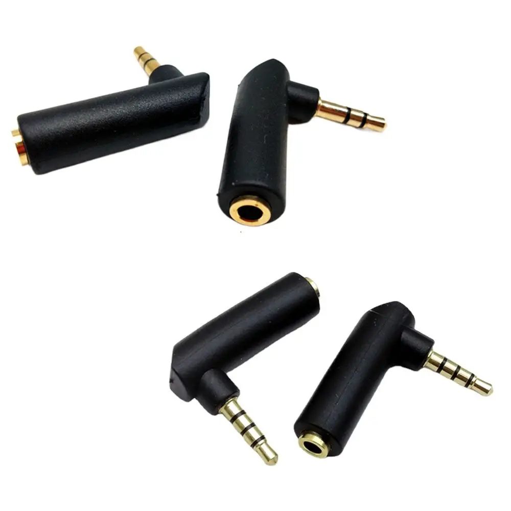 Male to Female Gold-plated Connector L Shape Jack Adapter Connector 90 Degree Audio Adapter Headphone Adapter 3.5mm 3/4Pole
