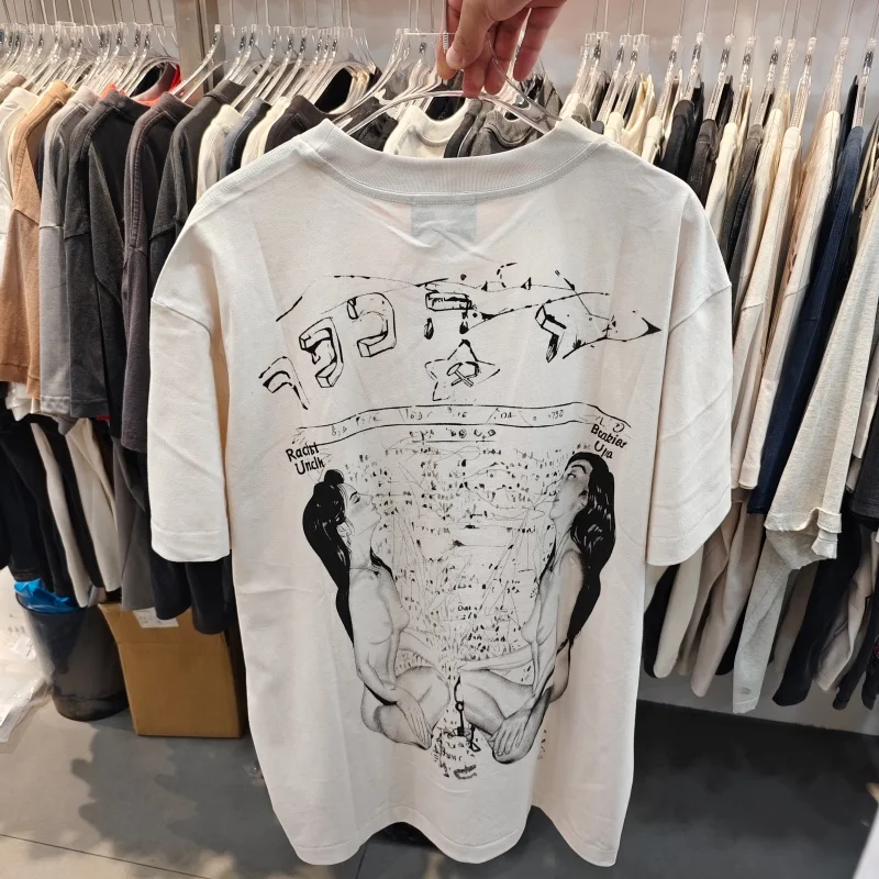 Men's Summer Casual Oversized Tee Double-Sided Vintage Print Cotton Street Wear Tops