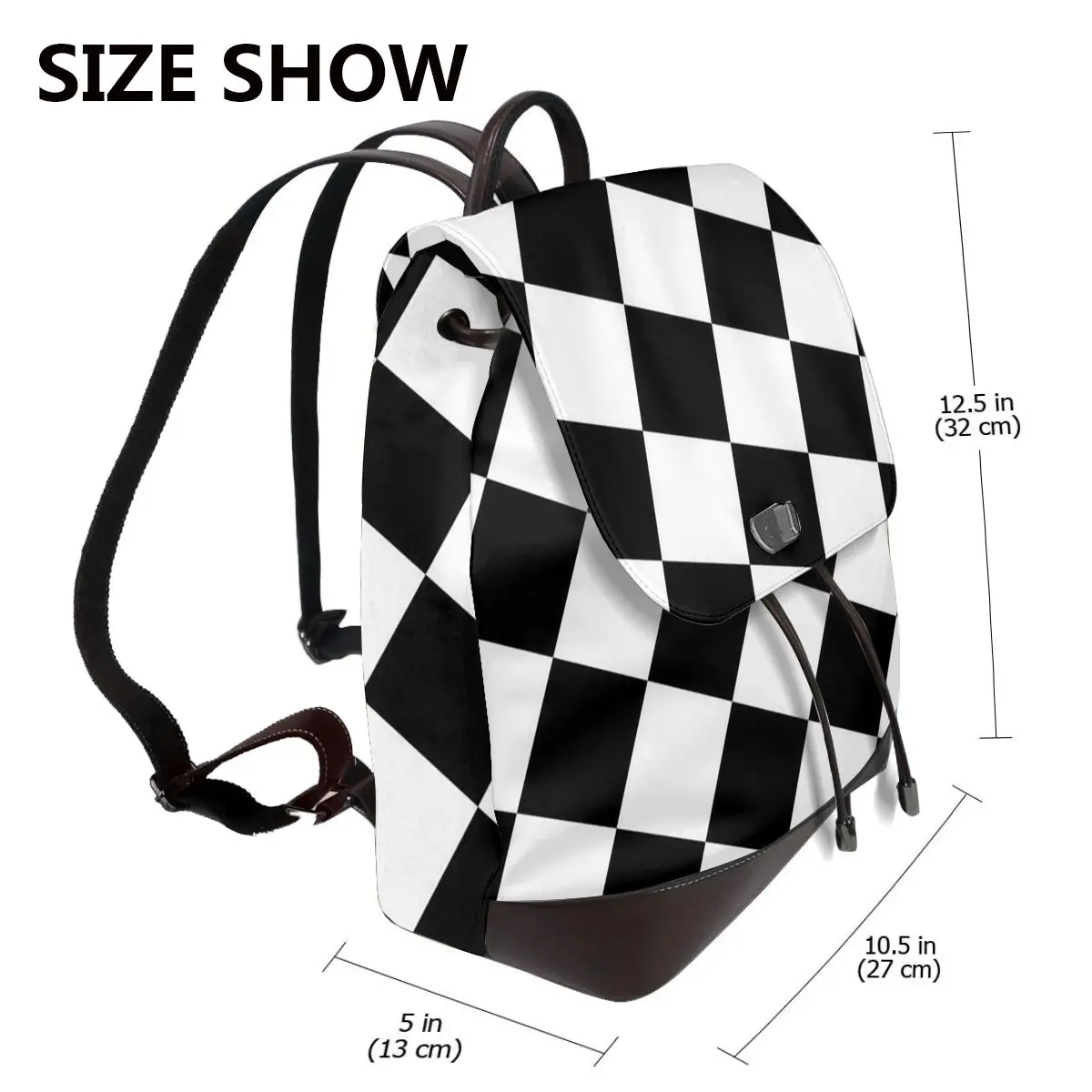 Checkered Squares Printing Bookbag School Student Bags Hiking Travel Daypack for Women Fashion Derma Backpack