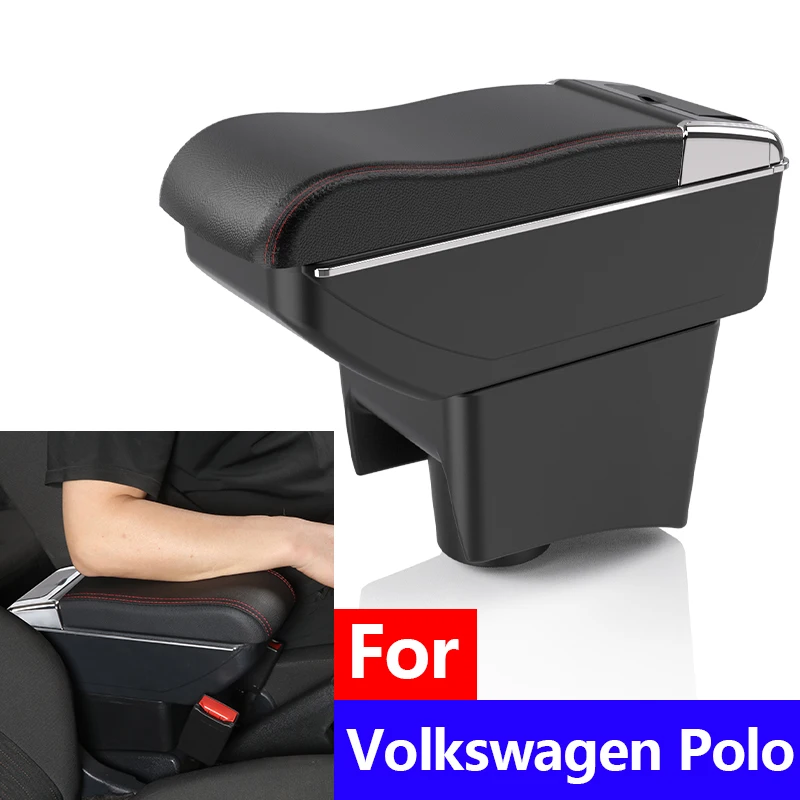 

Подлокотник для Volkswagen Polo для VW POLO Mk5, внутренний центральный ящик для хранения с подстаканником, 2012-2018 аксессуары для салона автомобиля