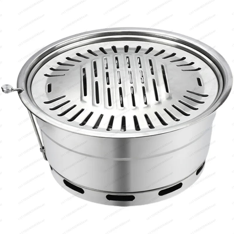 

Korean-style Large Barbecue Grill Round Top Exhaust Stainless Steel Charcoal Fire Barbecue Utensils