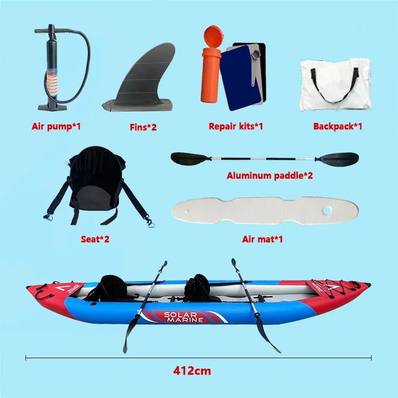 2-Person Inflatable Touring Canoe, Pool/River/Ocean Fishing/Adventure Boat 2025