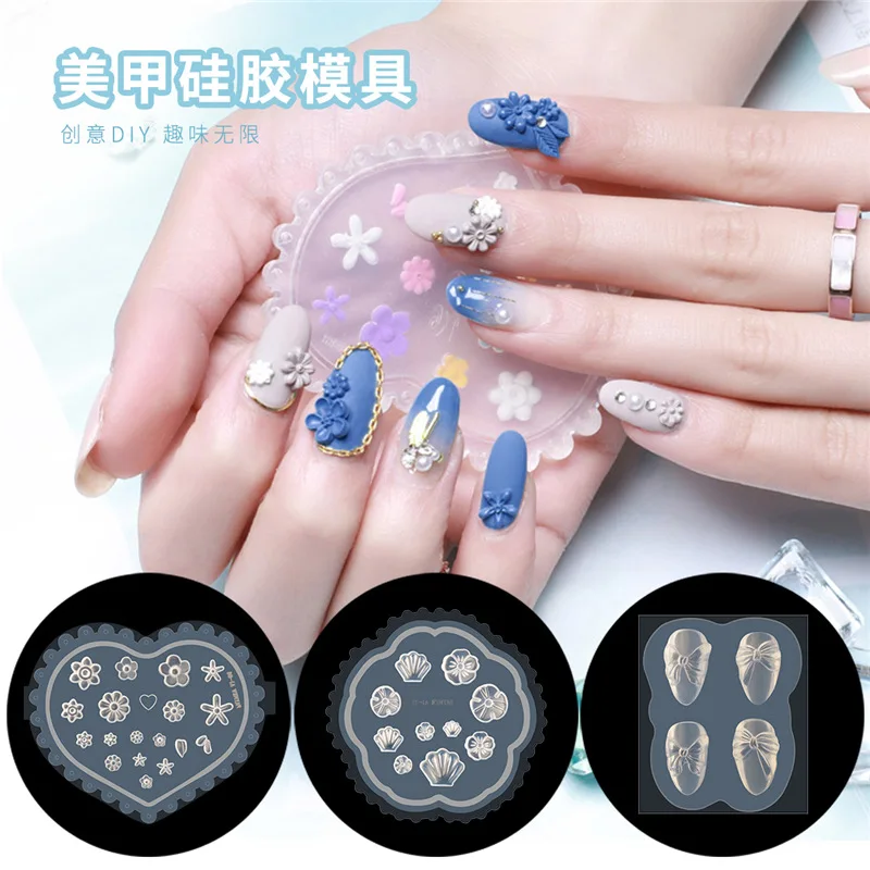 

1Pcs 3D Silicone Nail Art Mold Reusable INS Fashion Versatile Camellia Bow Kawaii Butterfly DIY Party Nail Decoration Art