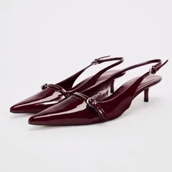 2025 New Summer Women Sandals Fashion Pointed Toe Singbacks Shoes Ladies Elegant Low Heel Party Dress Sandalias