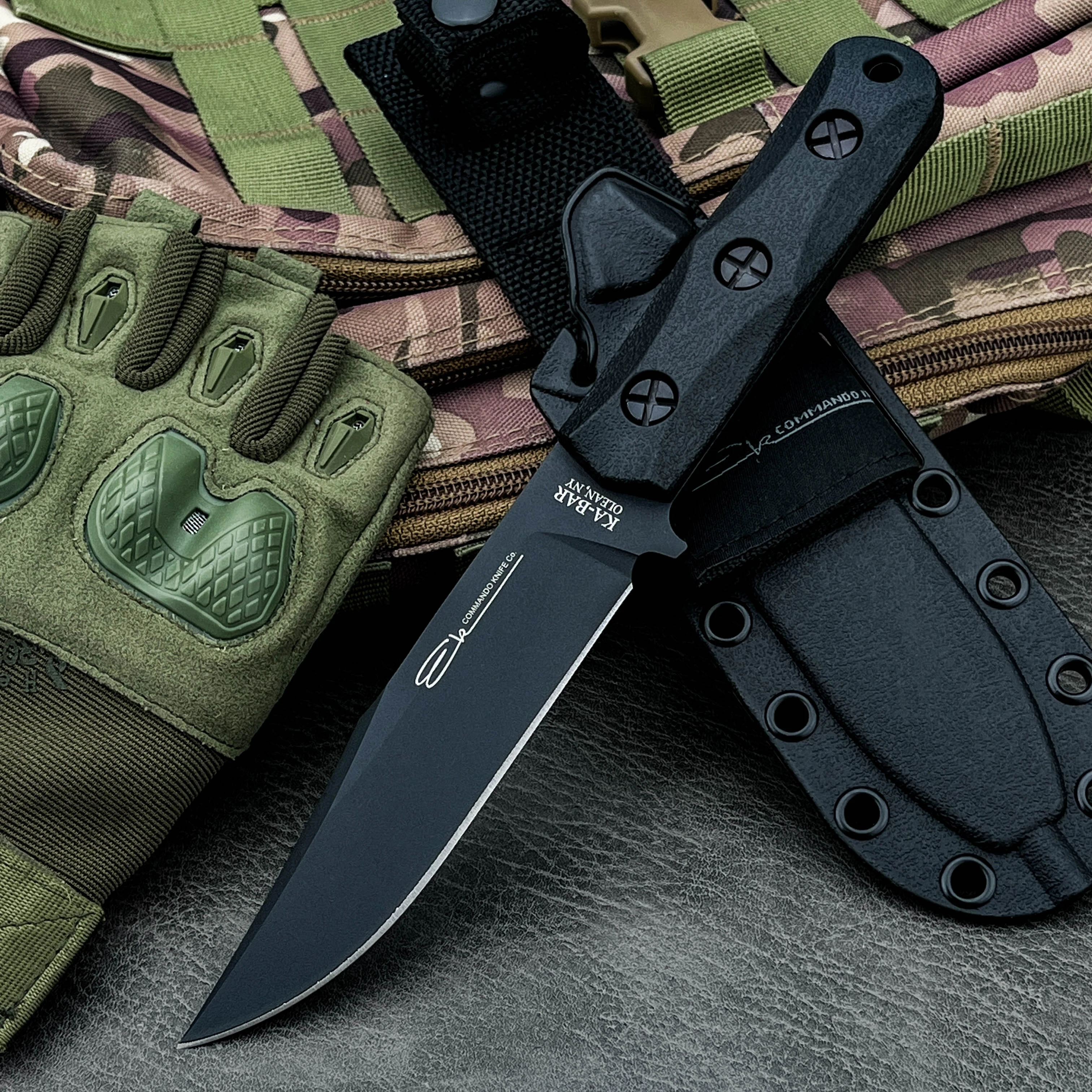Bushcraft Knife Fixed - KA‑BAR EK50 Fixed‑Blade Knife with Sheath