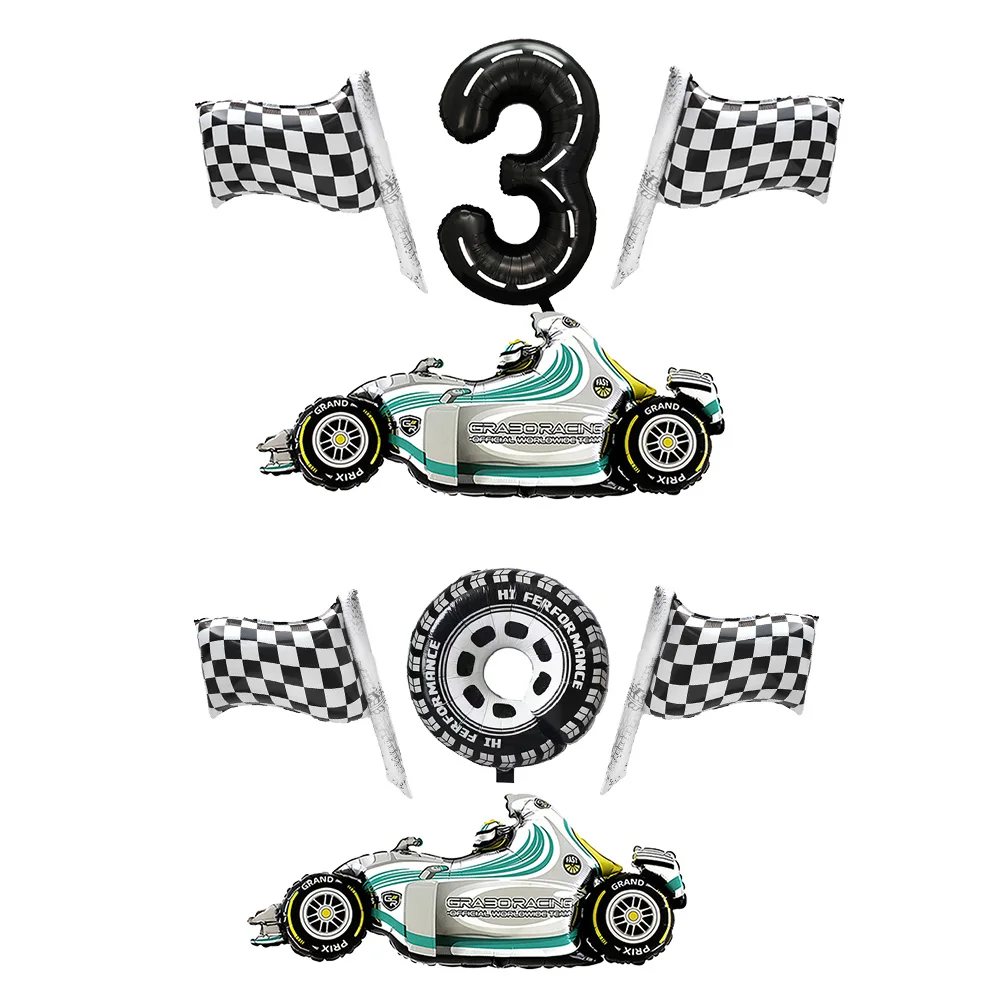 Checkered flag Race car birthday Balloon decor Race car balloon wheel tire Balloon boys Racing themed birthday party decoration