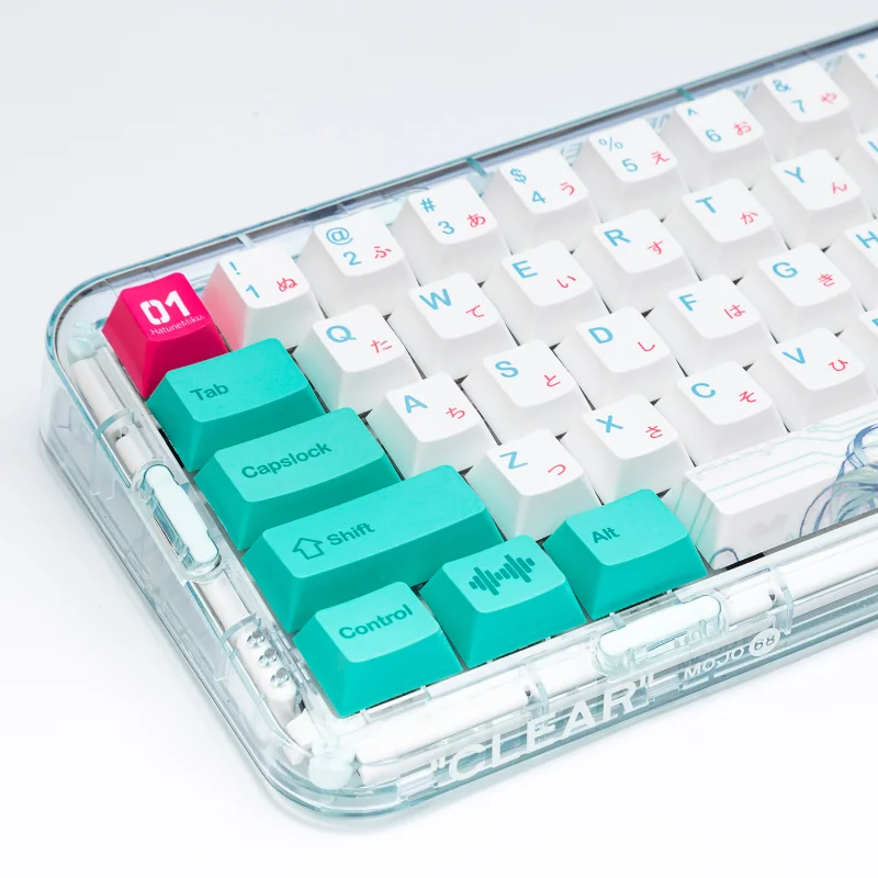 Imagem -02 - Anime Japonês Keycaps Pbt Branco Tampas de Teclado Miku Personalizadas Cherry Xda Keycap Bonito para Teclado Mecânico Aula F99 F87 F75 Gx87