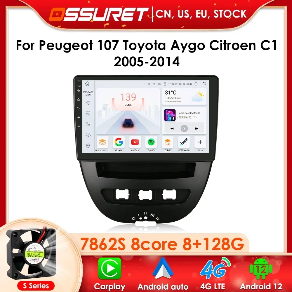 

8Core 7862 Autoradio For Peugeot 107 Citroen C1 Toyota Aygo 2005-2014 2006 2008 Car Radio Multimedia 2din Android CarPlay Stereo