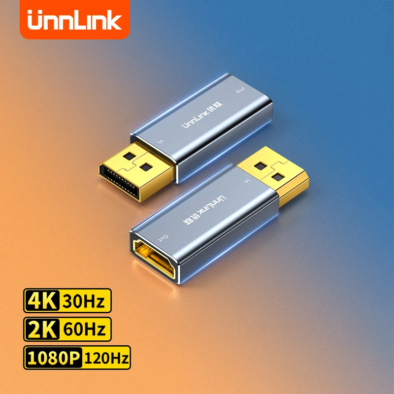 

Порт дисплея Unnlink «папа» на HDMI-совместимый адаптер «мама» 4K DP в HDMI HDTV конвертер для ПК ТВ ноутбук проектор
