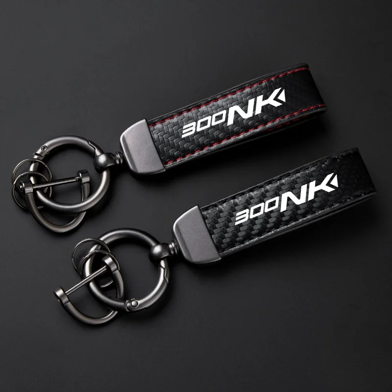 

For CFMOTO 300NK CF NK300 300 NK New Classic Motocycle Keychain Holder Keyring Logo Carbon Fiber Accessories Leather Key chain