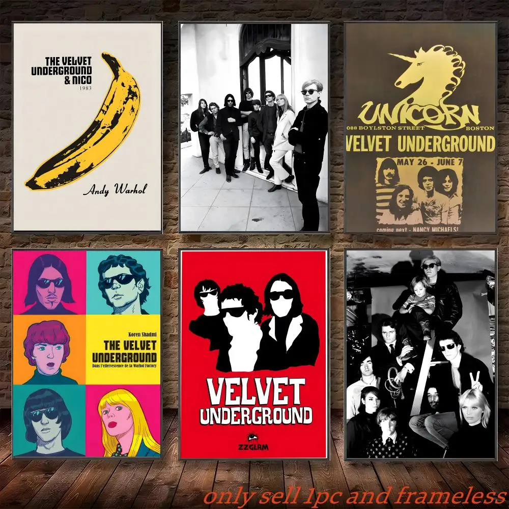 Music The Velvet Underground Band Poster Self-adhesive Painting with prints Home bedroom living room decoration