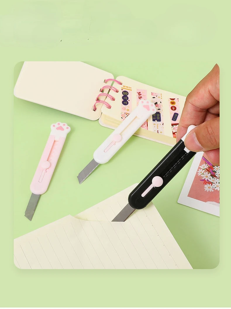 1pc Utility Knife Student Stationery Creative Handbook DIY Cutting Carving Cat Paw Shape Portable Cute Knife