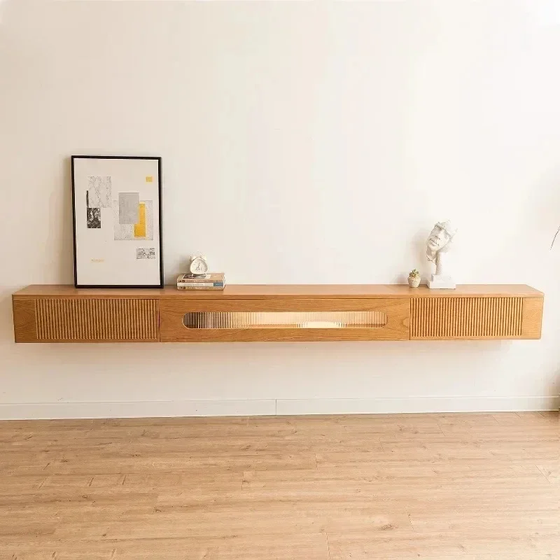 

Solid Wood Slate TV Stands Floating Suspended Home Living Room Simple Modern Tv Stand Wall-mounted Storage Cabinet Furniture