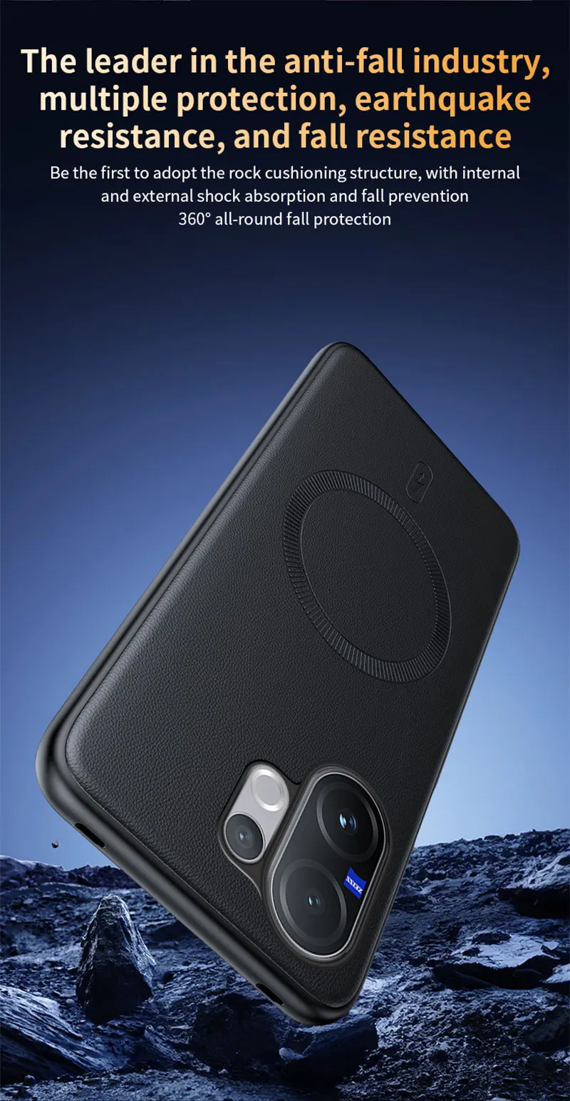 Für Vivo V60 5G: Magnetische Schutzhülle aus Leder, Anti-Fingerabdruck, rutschfest, aus PC+TPU. – Detail 15