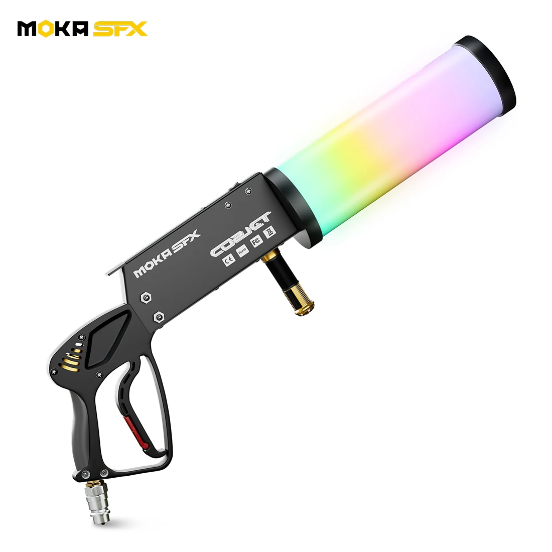 moka sfx led pistola de co2 portatil cryo led maquina jato de co2 pistola efeitos especiais pistolas de canhao de co2 com luzes canhao de co2 01