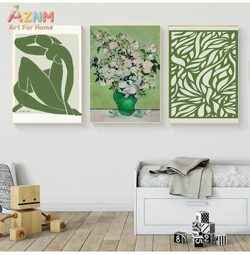 AZNM Vintage Botanical Butterfly Sketch Sculpture Figure Frameless Canvas Poster Neutral Green Tone Gallery Wall Home Decor