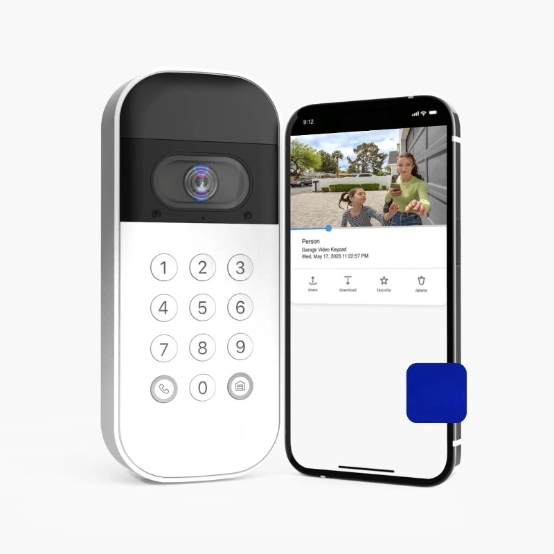 Smart Garage Door Video Keypad with Wide-Angle Camera,Customizable PIN Codes,and Smartphone Control