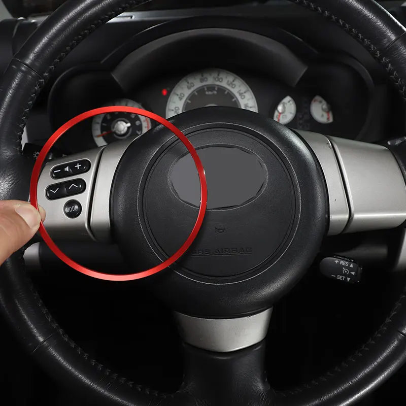 

for Toyota FJ Cruiser 07-22 Aluminum alloy Silver/Red Car Steering Wheel Ring Cover Decoration Sticker Interior Auto Accessories